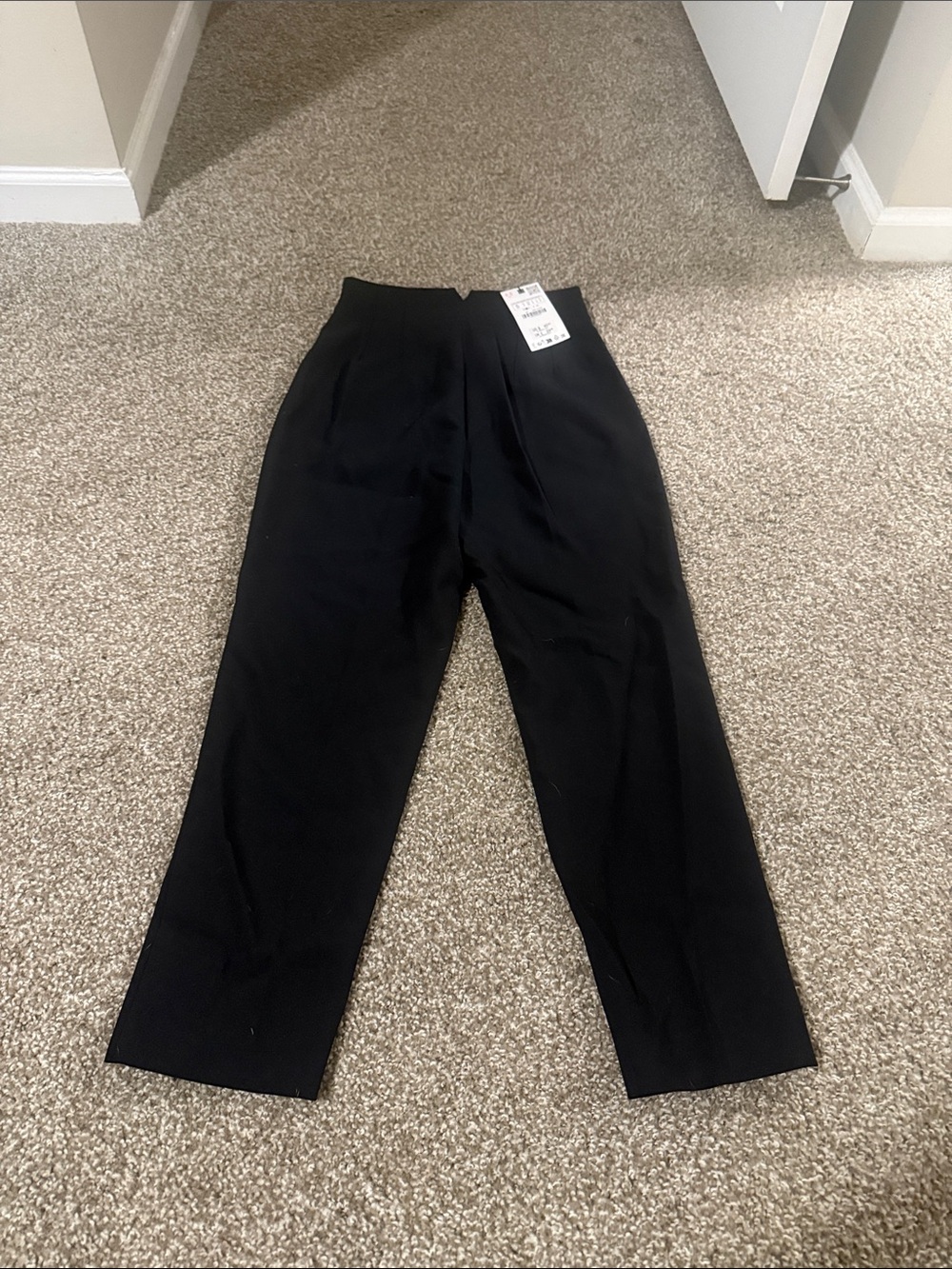 Zara Black Pleated High-Waist Trousers